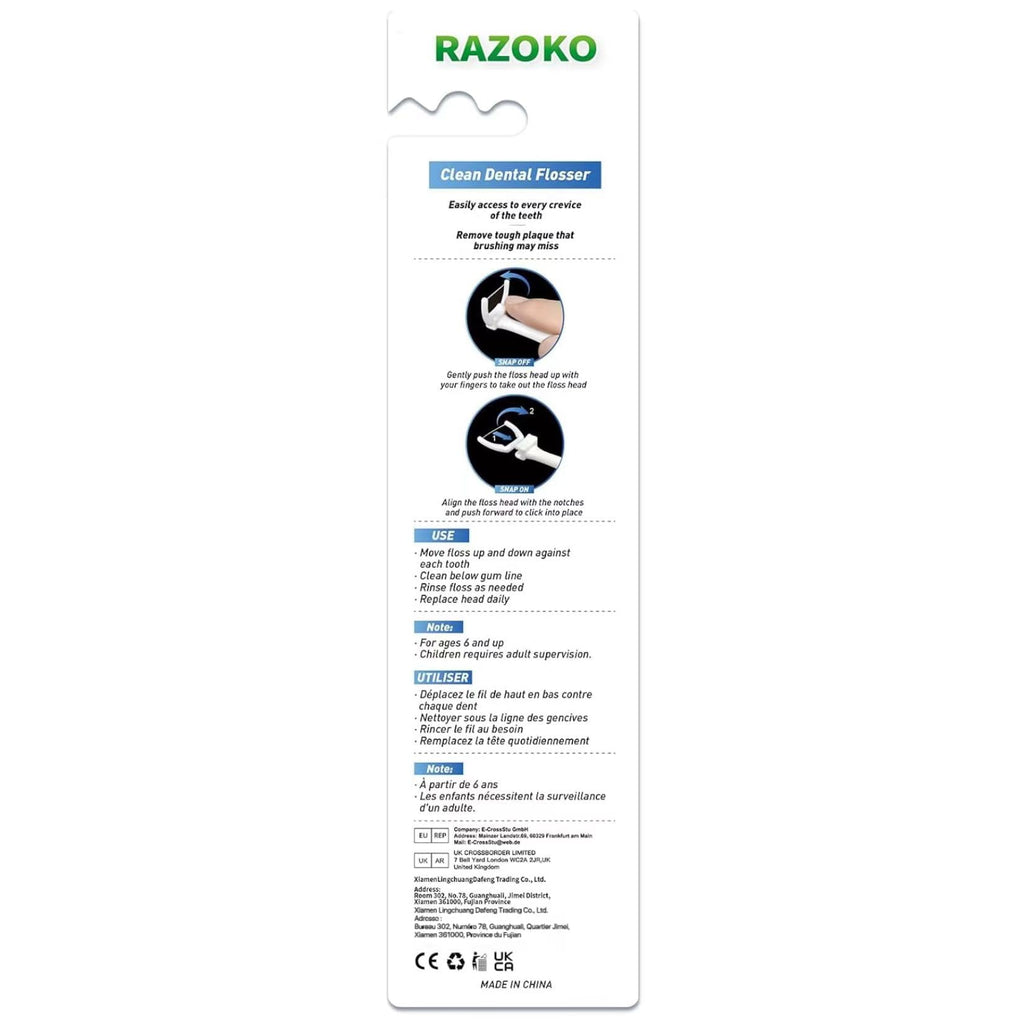 RAZOKO Ultimate Flosser Kit – 1 Handle & 120 Extra Strength Refills
