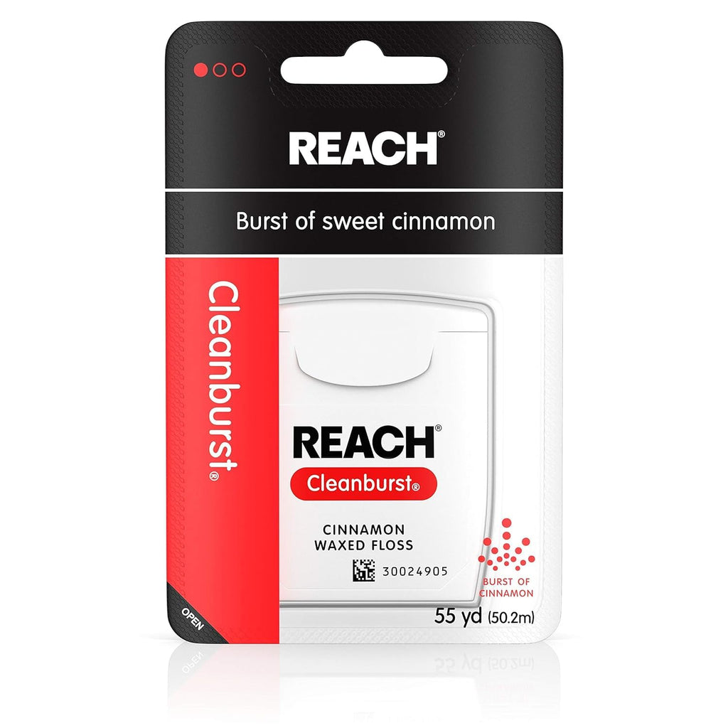 Reach Cleanburst Cinnamon Waxed Dental Floss - 55 Yards (Pack of 12)