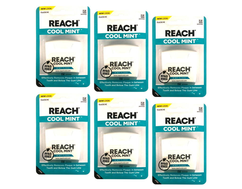REACH Dental Floss, Cool Mint, 6 Count | Mint Floss for Clean Between-Teeth