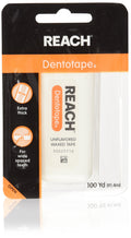 Reach Dentotape Waxed Dental Floss with Extra-Wide Cleaning Surface for Wide-Spaced Teeth