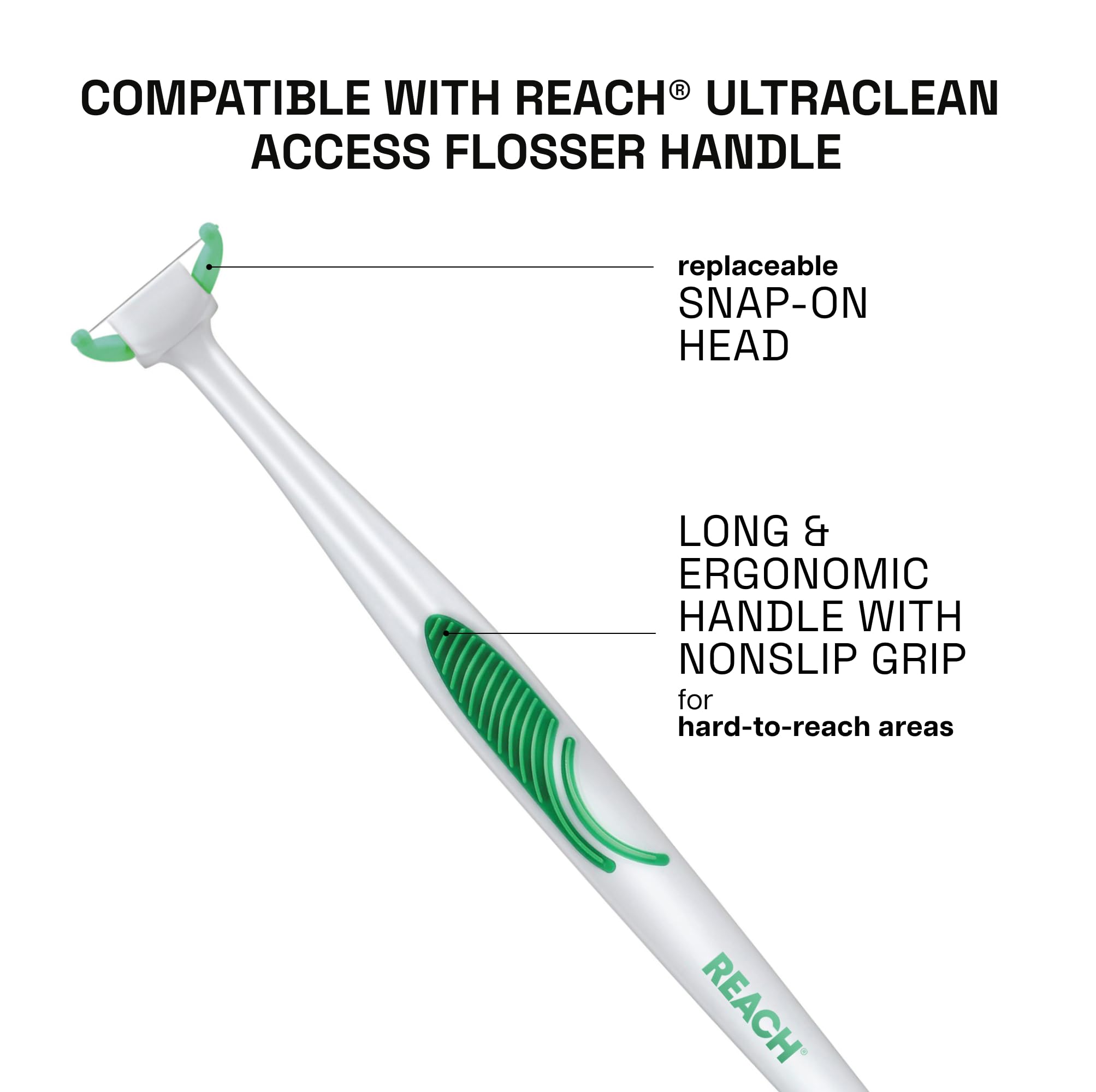 REACH Ultraclean Access Flosser Refill Heads – Unflavored, PFAS-Free, 28-Count, 6-Pack