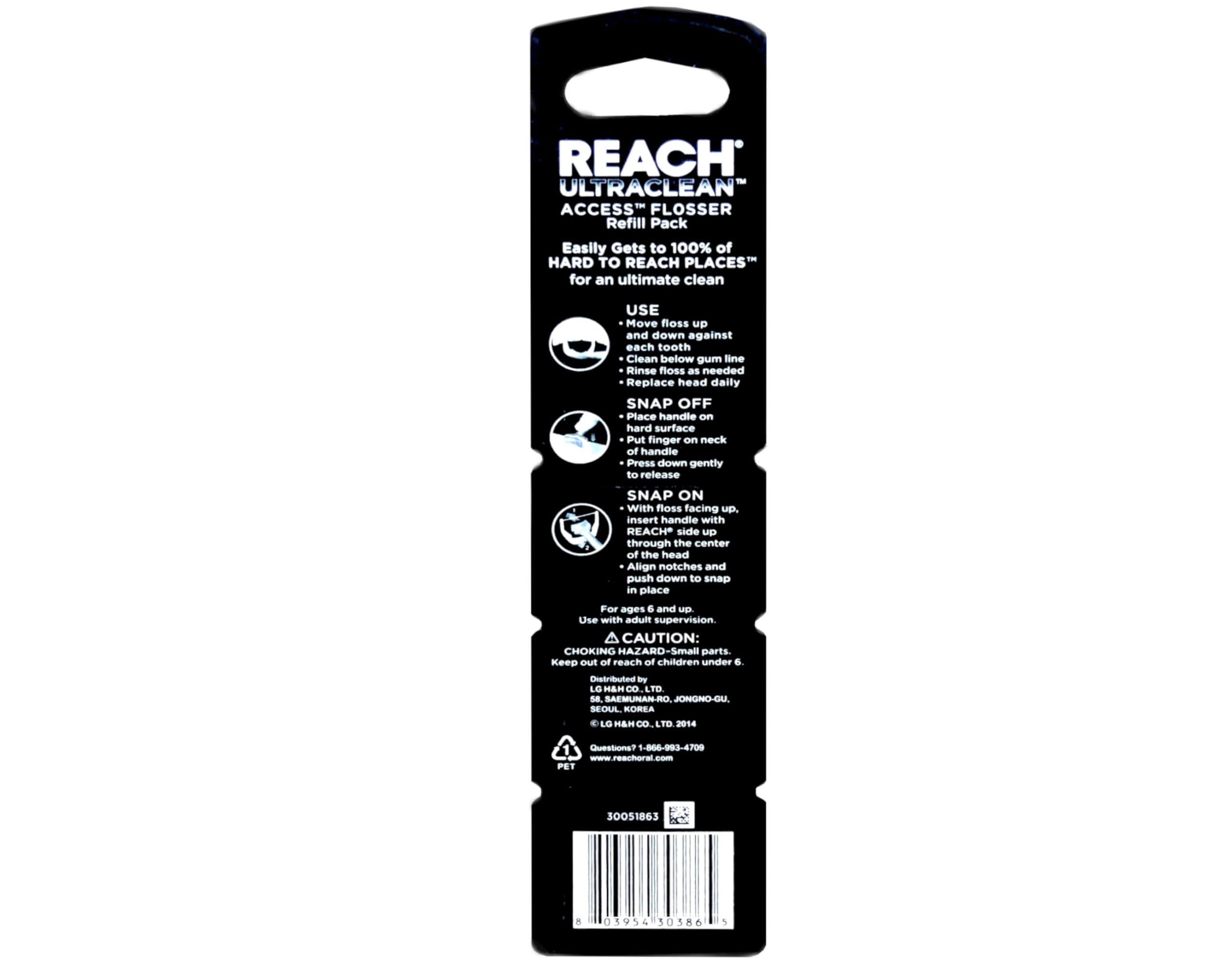 REACH Ultraclean Access Snap-On Flosser & Flosser Refill Head – Mint Flavor, 28 ea Pack (1 ea)