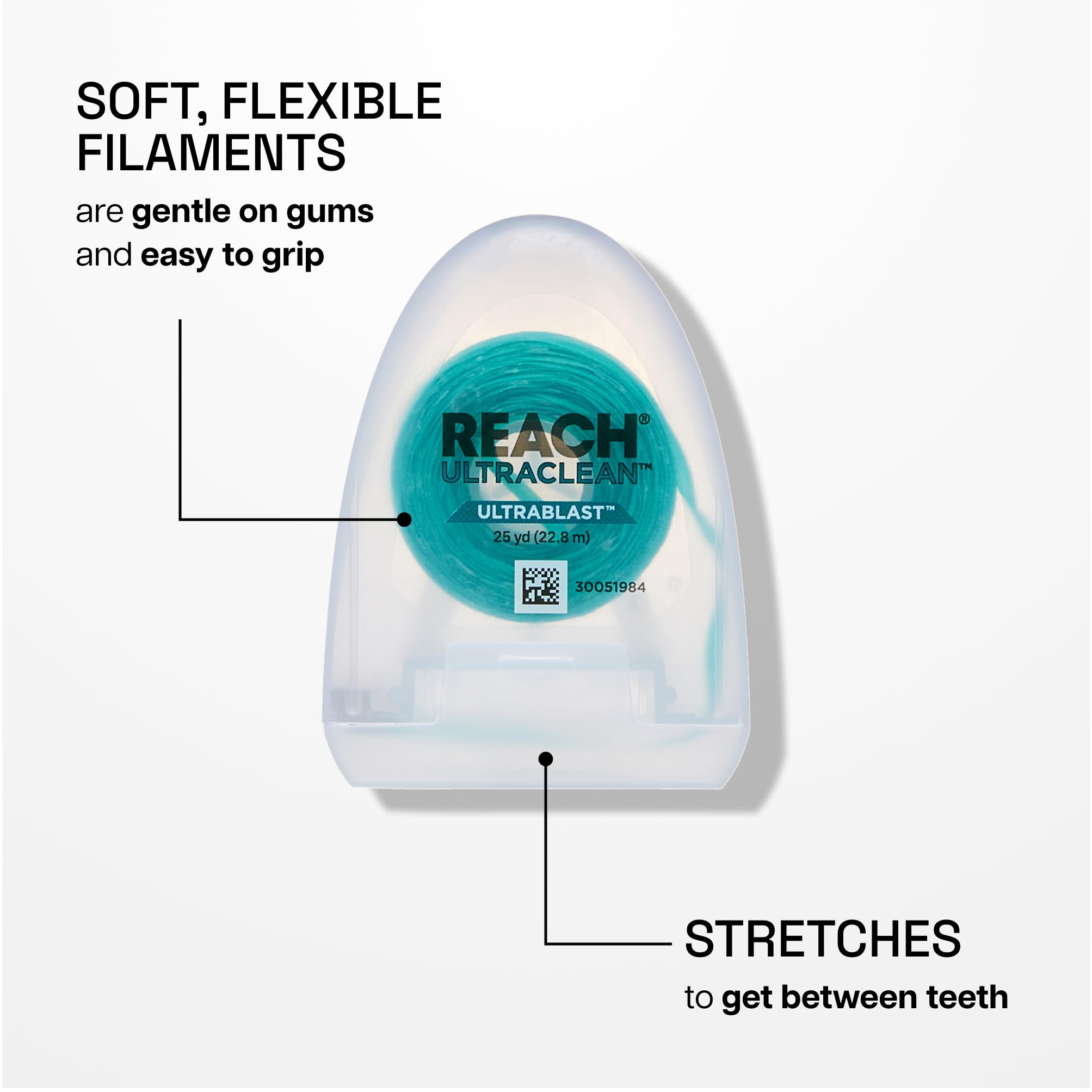 REACH Ultraclean Ultrablast Dental Floss – Cool Mint, 3-Pack, 25 YD
