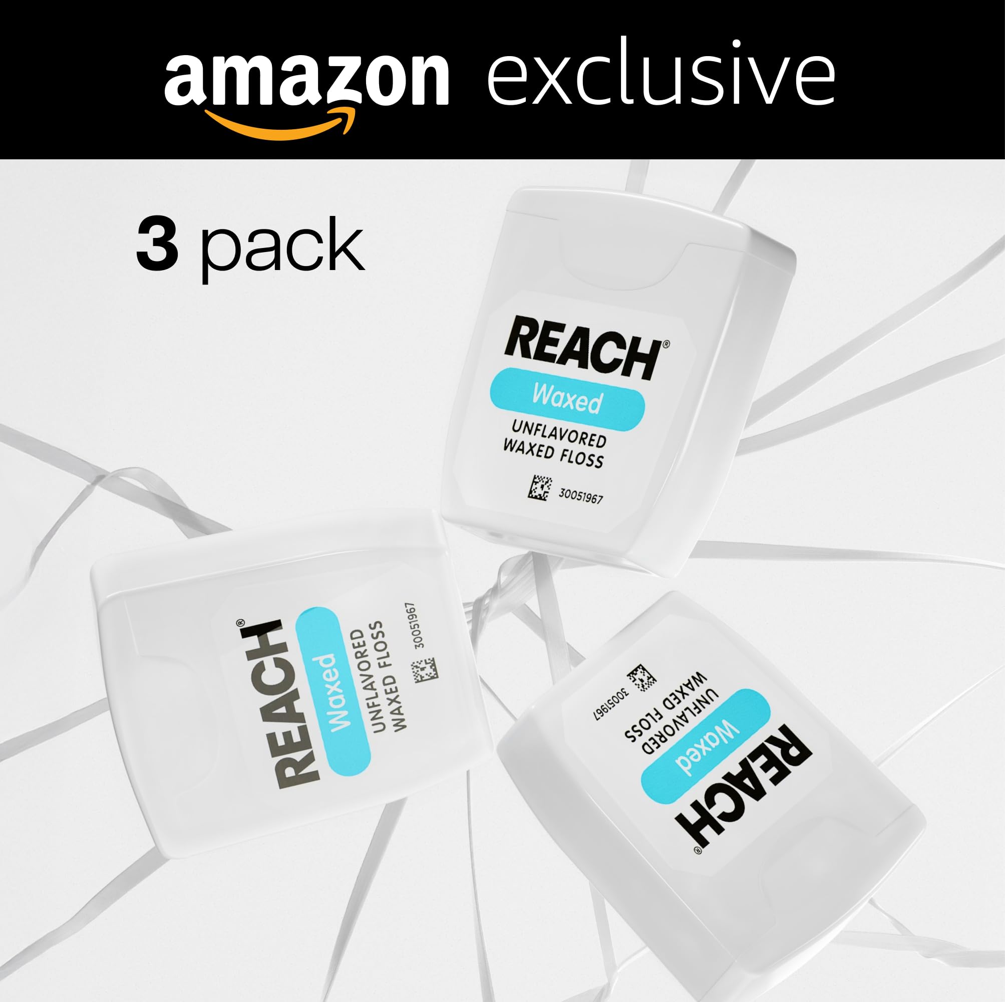REACH Waxed Dental Floss 3 Pack – 115 yd, Unflavored | 2x Value