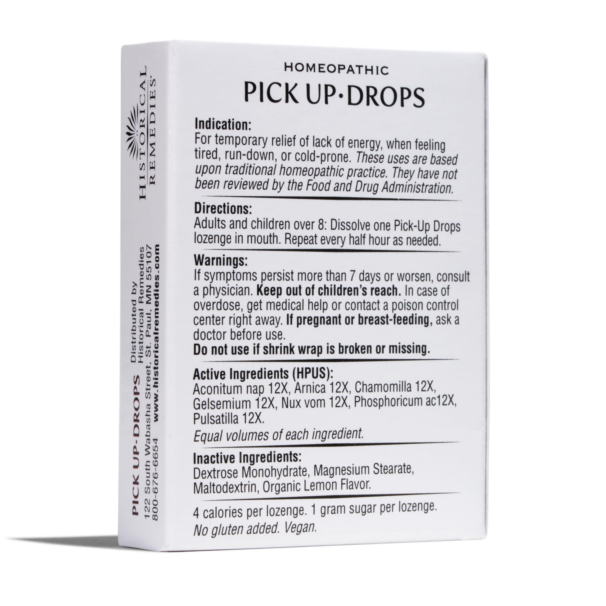 Historical Remedies Pick Up Drops 12 Pack – Vegan & Gluten-Free Homeopathic Lozenges