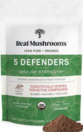Real Mushrooms 5 Defenders Mushroom Complex Powder – Organic 5-Mushroom Blend, 100 Servings