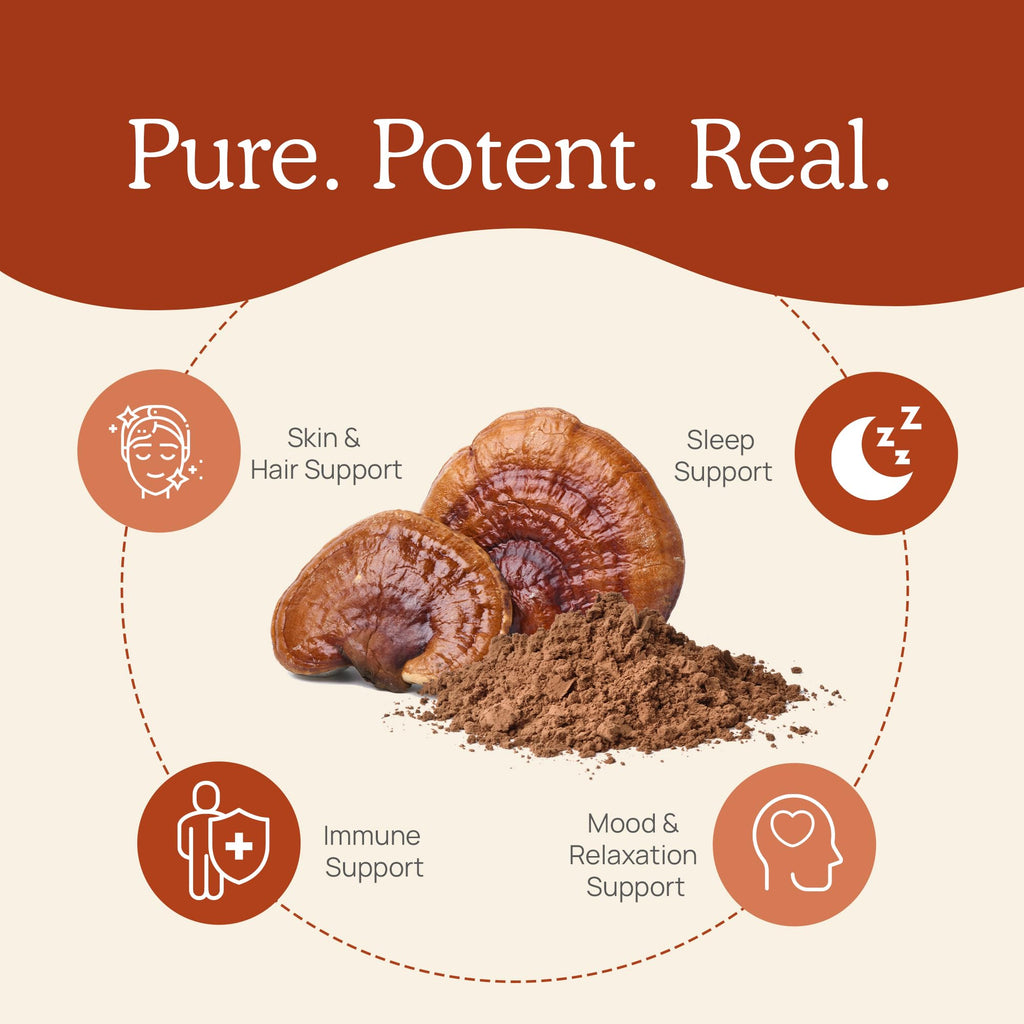 Real Mushrooms Reishi Capsules - Organic Red Reishi Extracts, 90 Ct, Vegan & Non-GMO