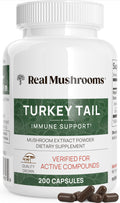 Real Mushrooms Turkey Tail Capsules – Organic Mushroom Extract, 200 Count