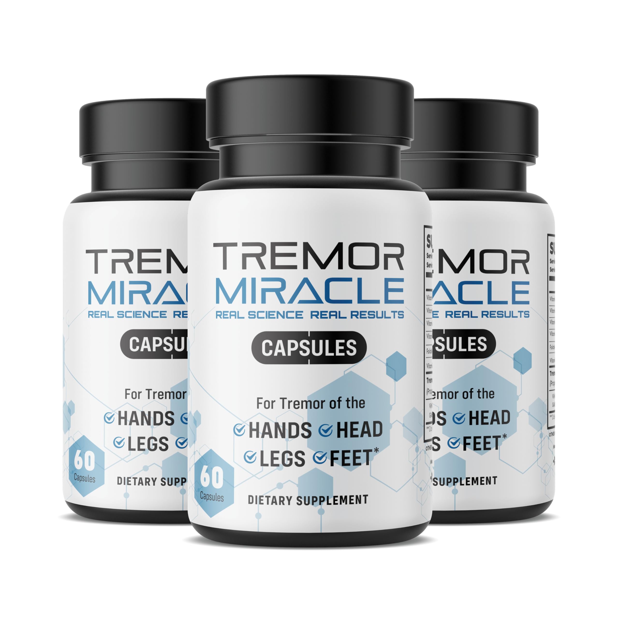 Real Science Nutrition Tremor Miracle Capsules 3 Pack – Essential Tremor Herbal Capsule Supplement