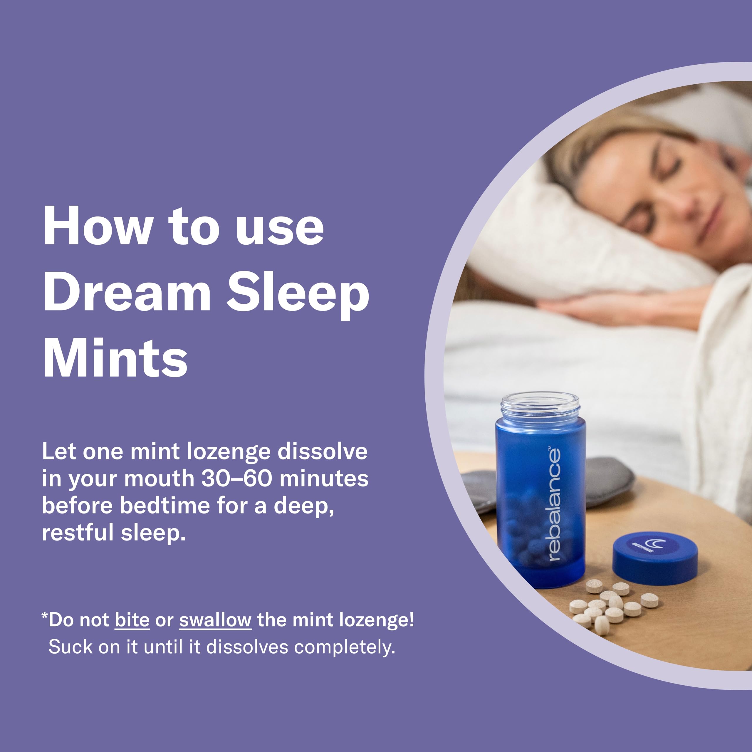 Rebalance Dream Sleep Mints – Natural Melatonin Lozenges | Sugar-Free, 31 Count