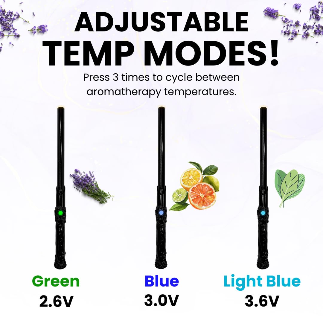 Rechargeable Aromatherapy Wand Diffuser – 12-Inch Slim USB Battery, Black