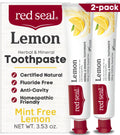 Red Seal Fluoride Free Lemon Toothpaste - Mint-Free Citrus Flavor | Vegan, Cruelty-Free, SLS Free, NATRUE Certified, 3.53 oz