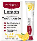 Red Seal Lemon Toothpaste - Fluoride Free, Mint-Free, Vegan, SLS Free, NATRUE Certified Natural | 3.53 oz