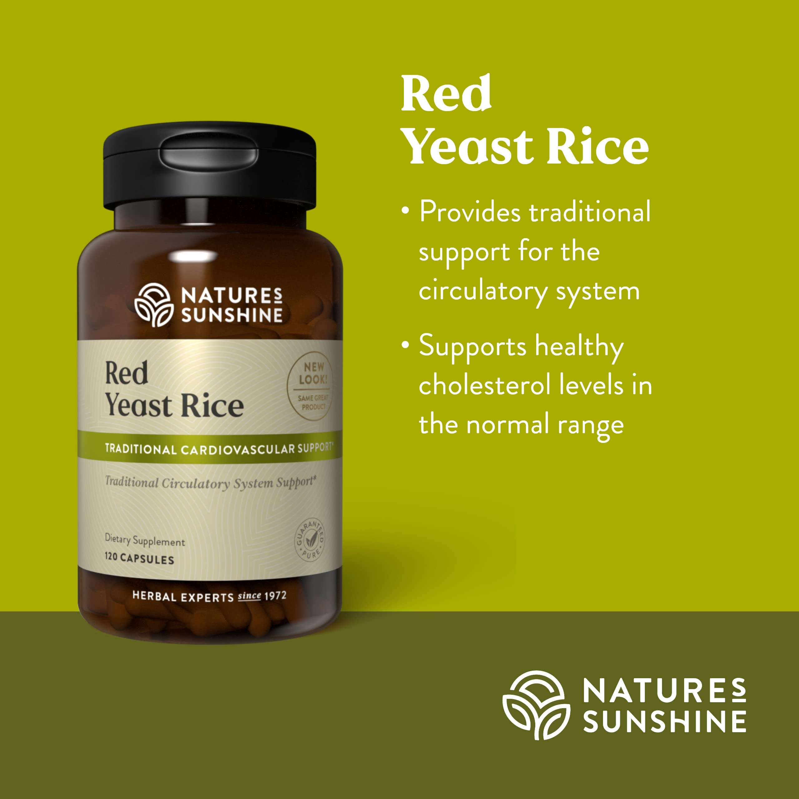 Nature's Sunshine Red Yeast Rice - 120 Capsules | Kosher | Supports Cholesterol & Circulation