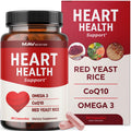 Red Yeast Rice 1200mg with CoQ10 & Omega-3 – Heart Health Support (90 Ct)