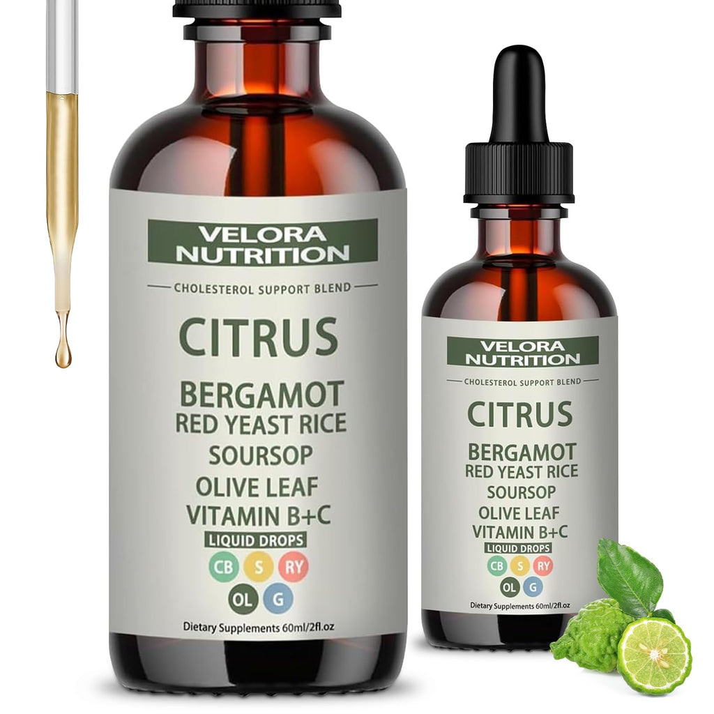 Red Yeast Rice Drops - Cholesterol Support Blend with Citrus Bergamot | 2 fl oz (60 ml)