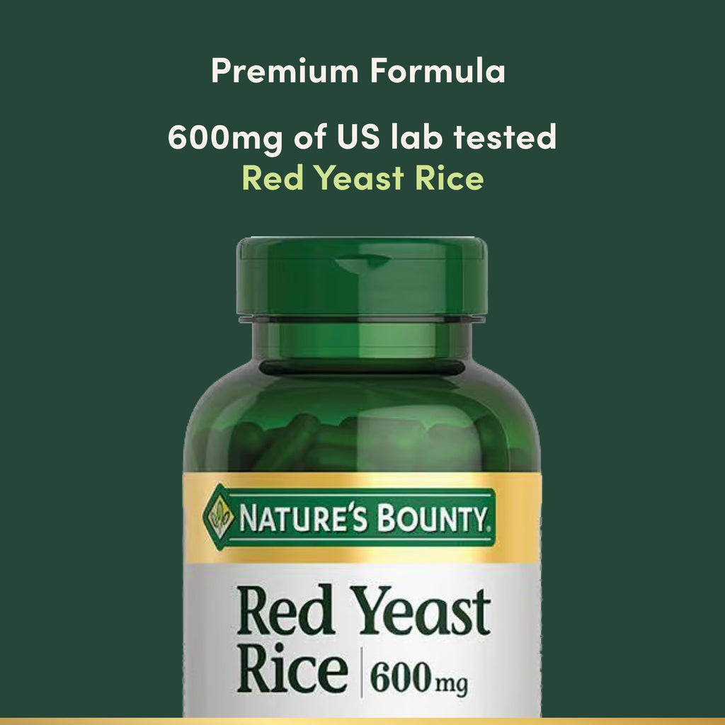 Nature's Bounty Red Yeast Rice 600mg - 250 Capsules | Non-GMO, Gluten Free