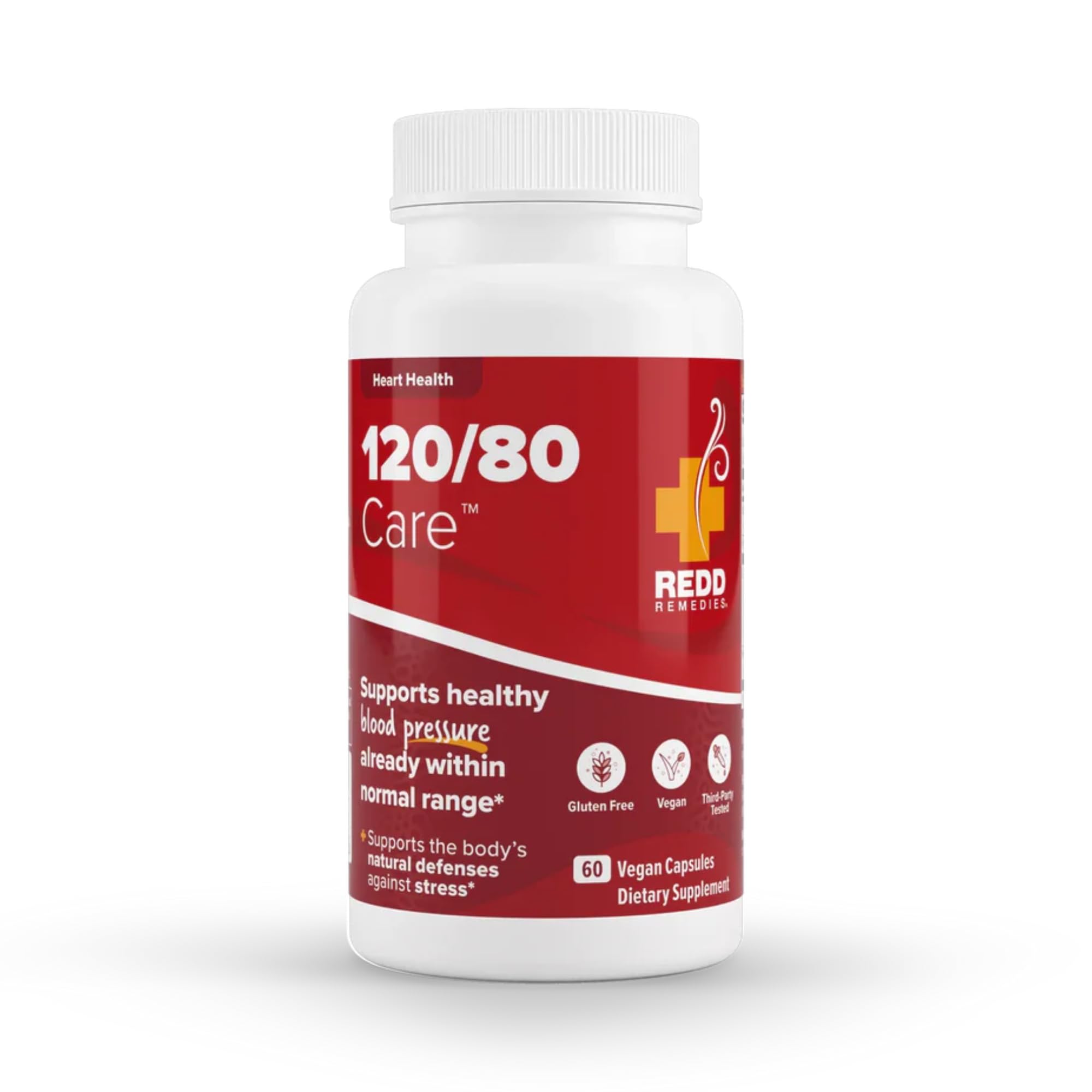 Redd Remedies 120/80 Care – Heart Health & Natural Blood Pressure Support, 60 Vegan Capsules