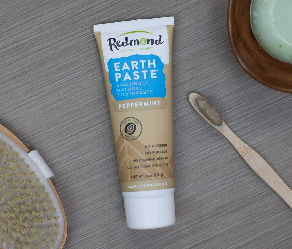 REDMOND Earthpaste – Natural Non-Fluoride Toothpaste, 4 oz Tube (3-Pack, Peppermint)