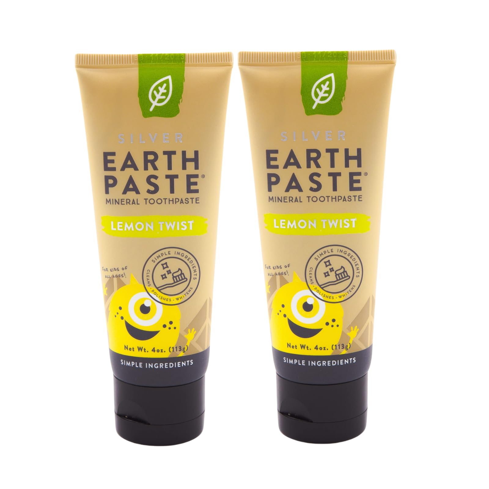 Redmond Earthpaste - Natural Non-Fluoride Toothpaste, 4 oz Tube (2 Pack, Lemon Twist)