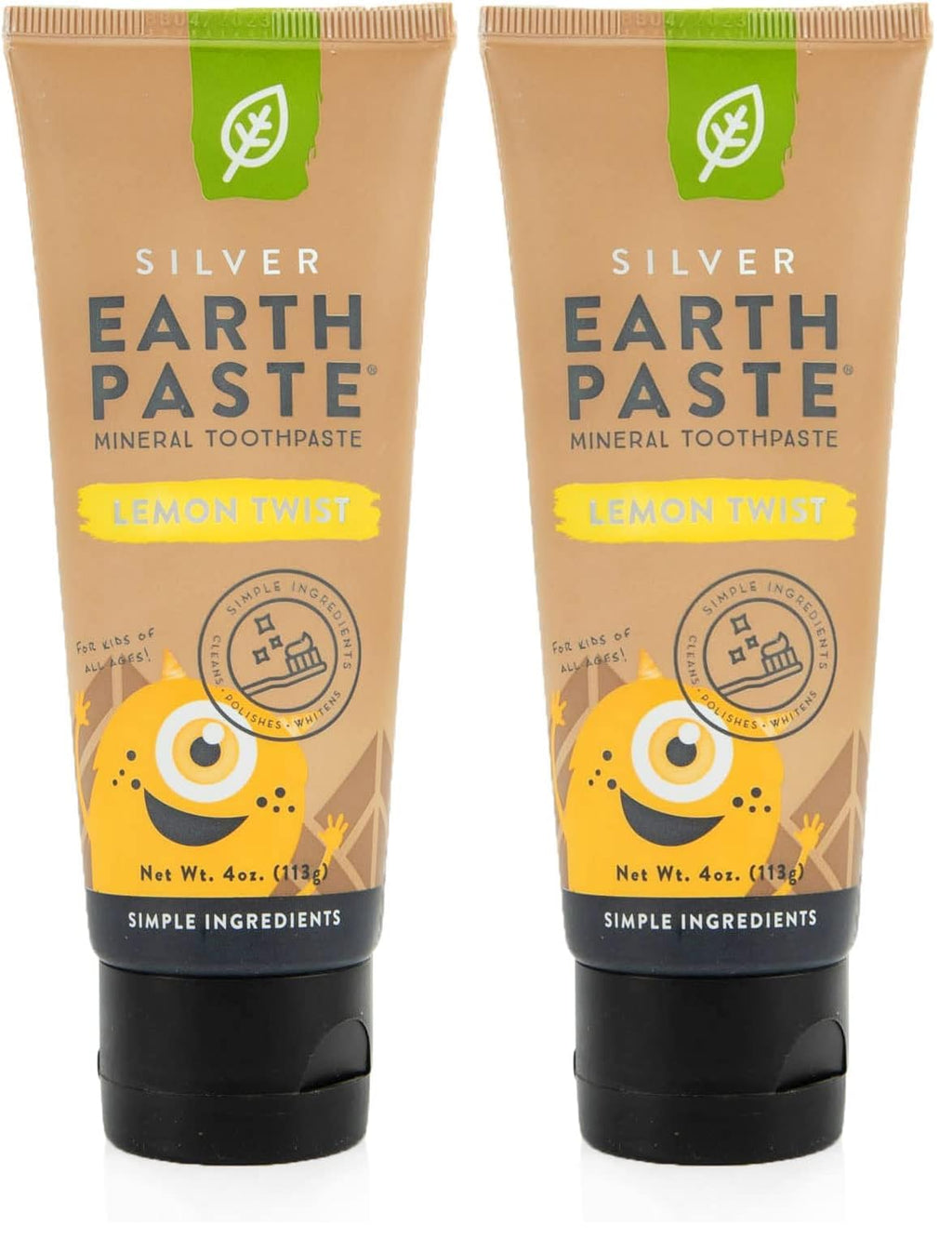 Redmond Earthpaste with Silver – Lemon Twist Natural Non-Fluoride Toothpaste (4 oz) Pack of 2