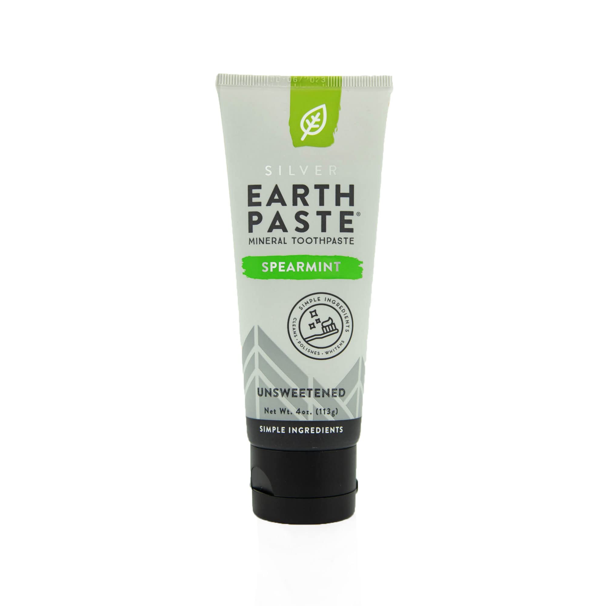 Redmond Earthpaste with Silver – Natural Non-Fluoride Toothpaste, 4 oz Tube (Unsweetened Spearmint)