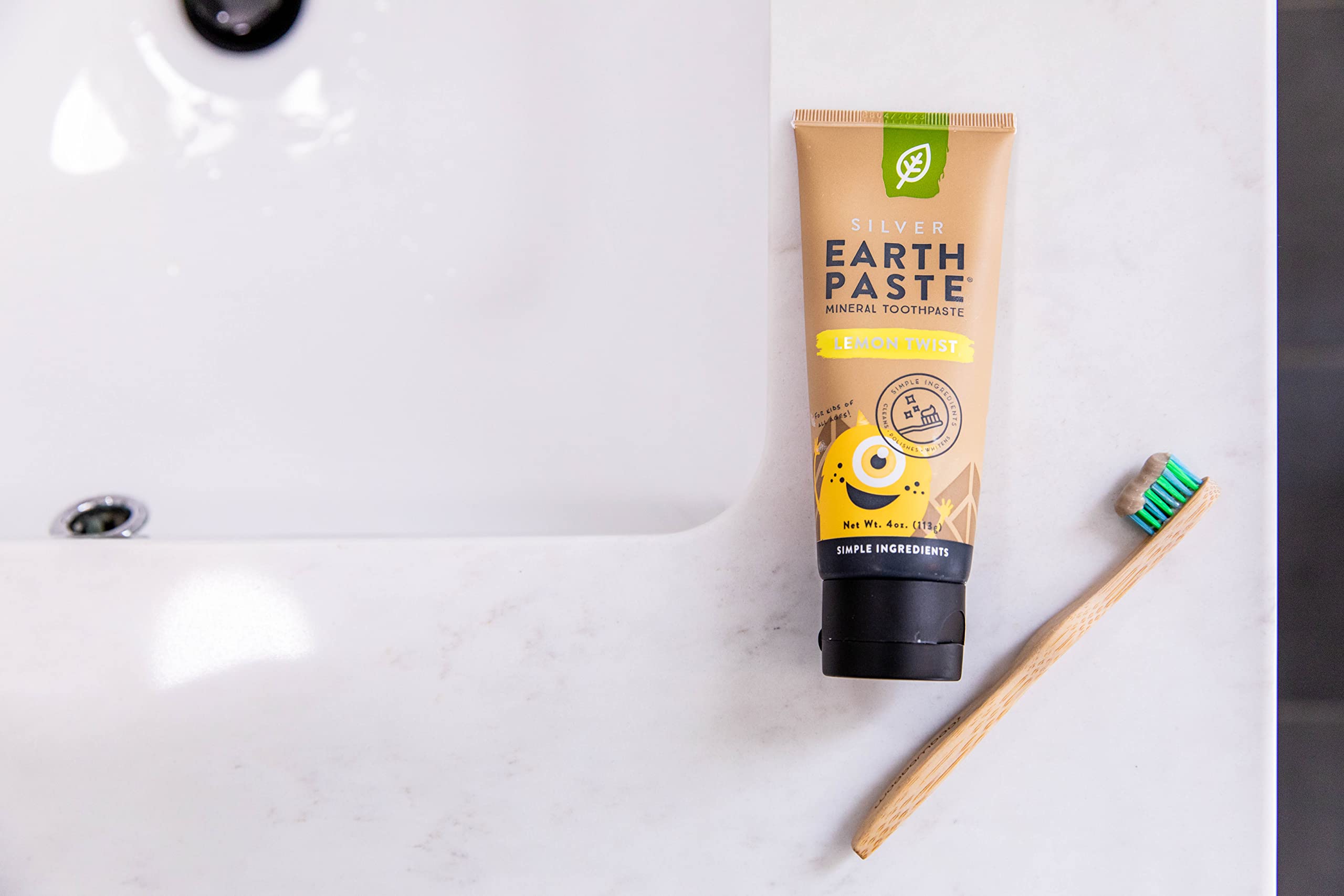 Redmond Earthpaste with Silver - Natural Non-Fluoride Toothpaste, 4 oz Lemon Twist