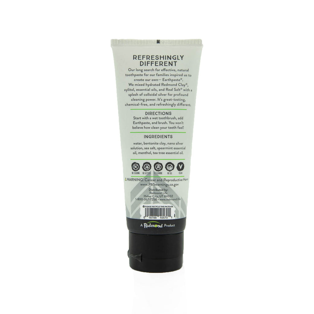 Redmond Earthpaste with Silver - Natural Non-Fluoride Toothpaste, Unsweetened Spearmint, 4 oz Tubes (Pack of 2)