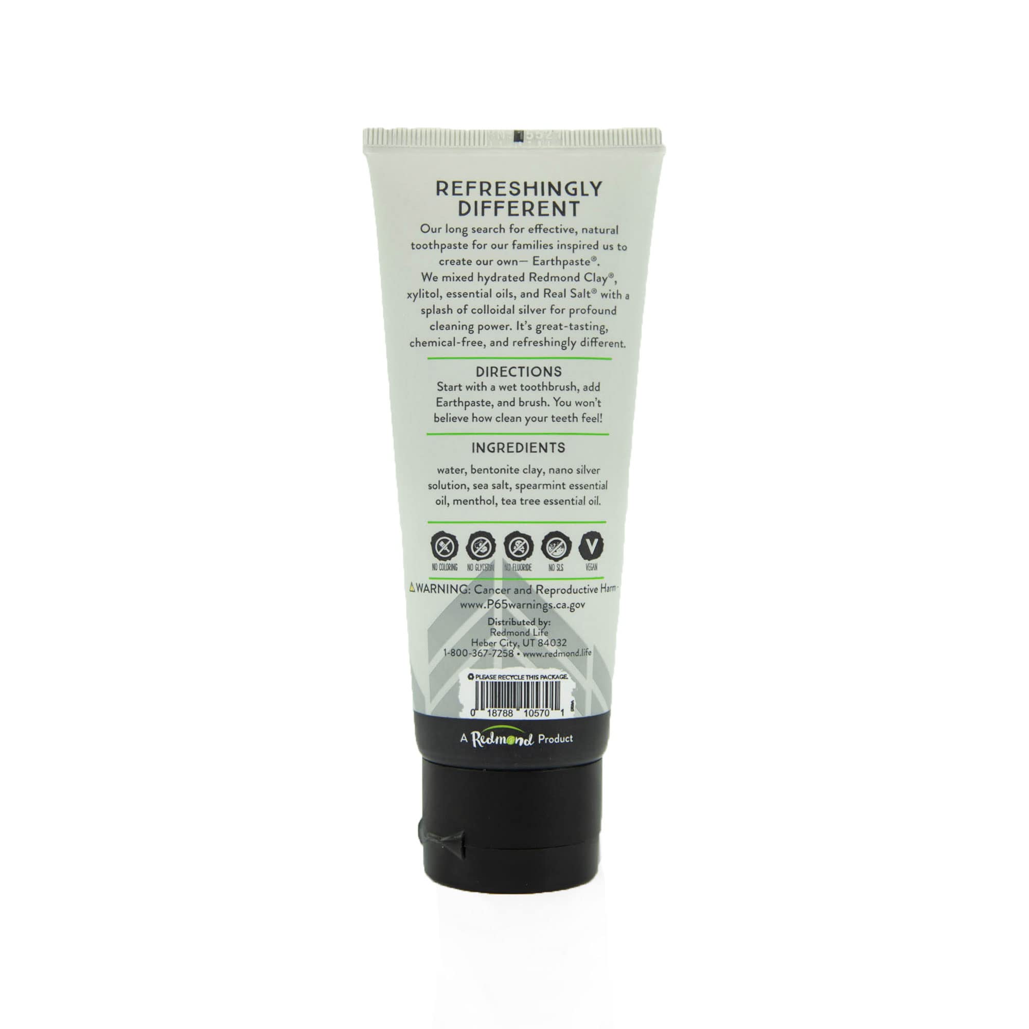 Redmond Earthpaste with Silver - Natural Non-Fluoride Toothpaste, Unsweetened Spearmint, 4 oz Tubes (Pack of 2)