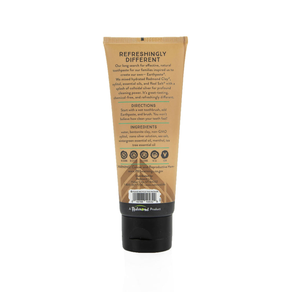 Redmond Earthpaste with Silver - Natural Non-Fluoride Toothpaste, 4 oz Tube (Wintergreen)