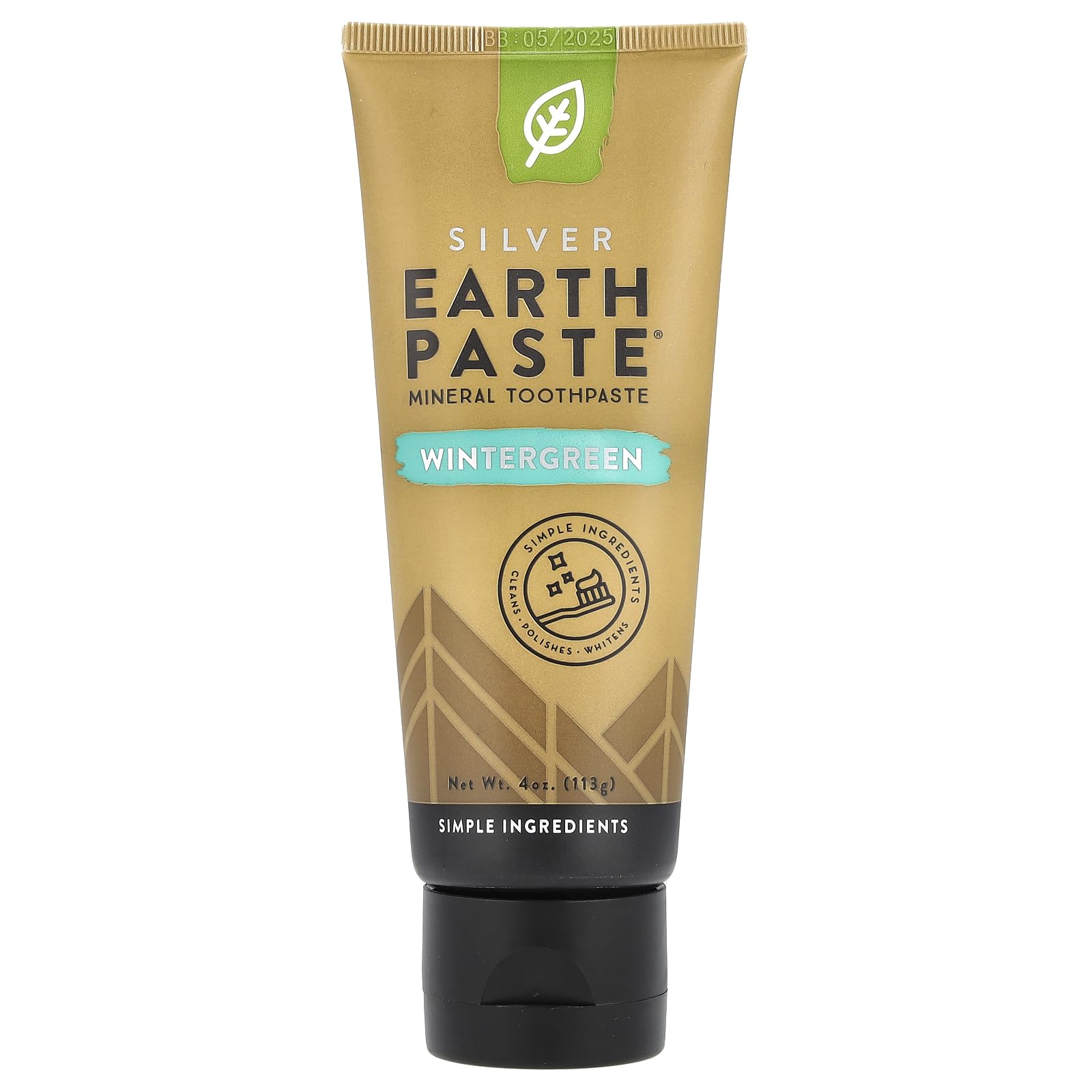 REDMOND Earthpaste Wintergreen – All Natural, Fluoride-Free, Vegan, Non-GMO Toothpaste (4 oz x 3)