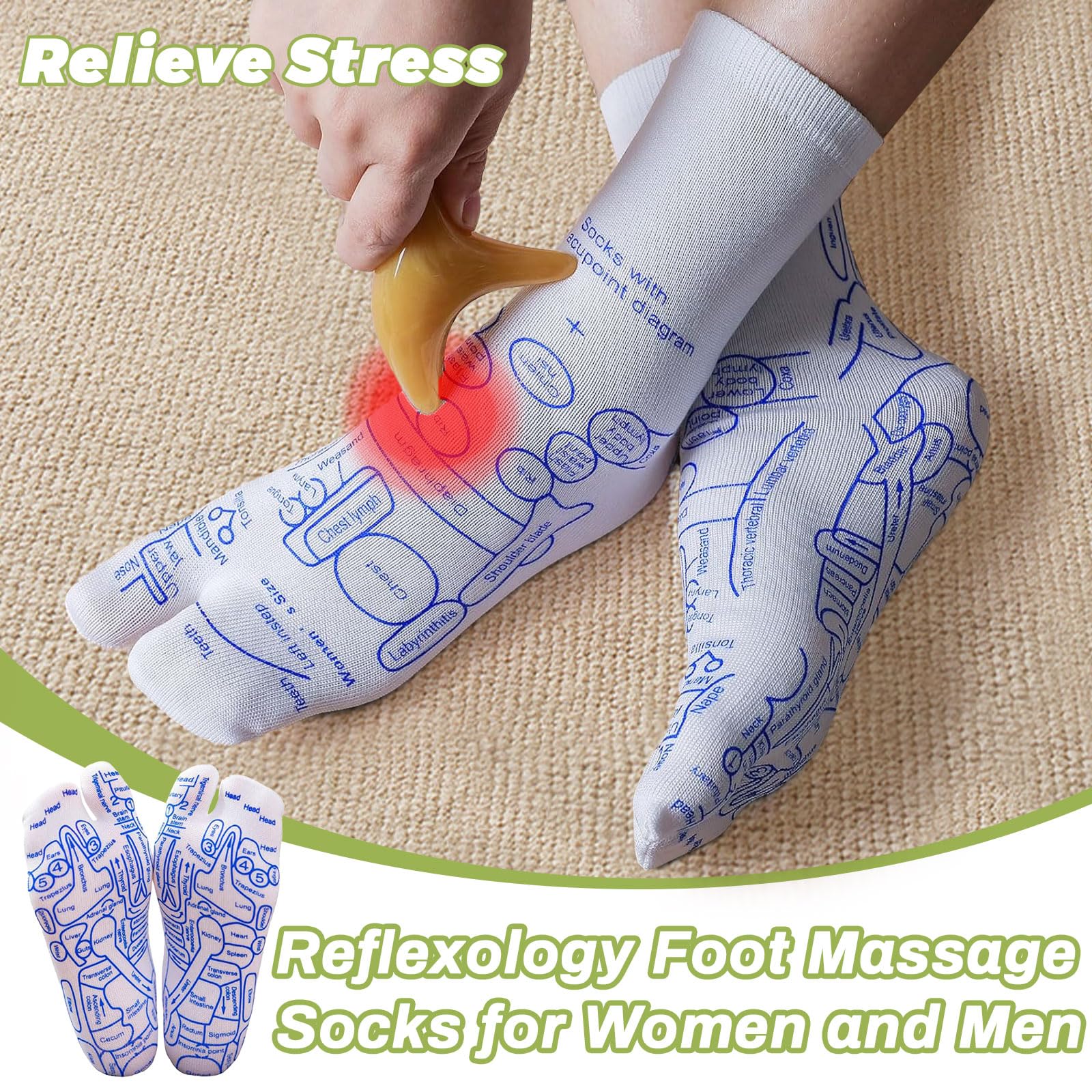 Reflexology Socks – Acupressure & Massage Tools (Large) for Fatigue Relief & Circulation