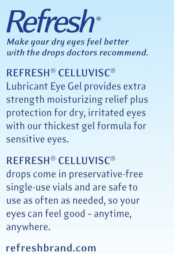Refresh Celluvisc Lubricant Eye Gel — Preservative-Free, Single-Use Vials (Pack of 3)