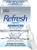 Refresh Optive Advanced Preservative-Free Lubricant Eye Drops – 30 Single-Use Vials