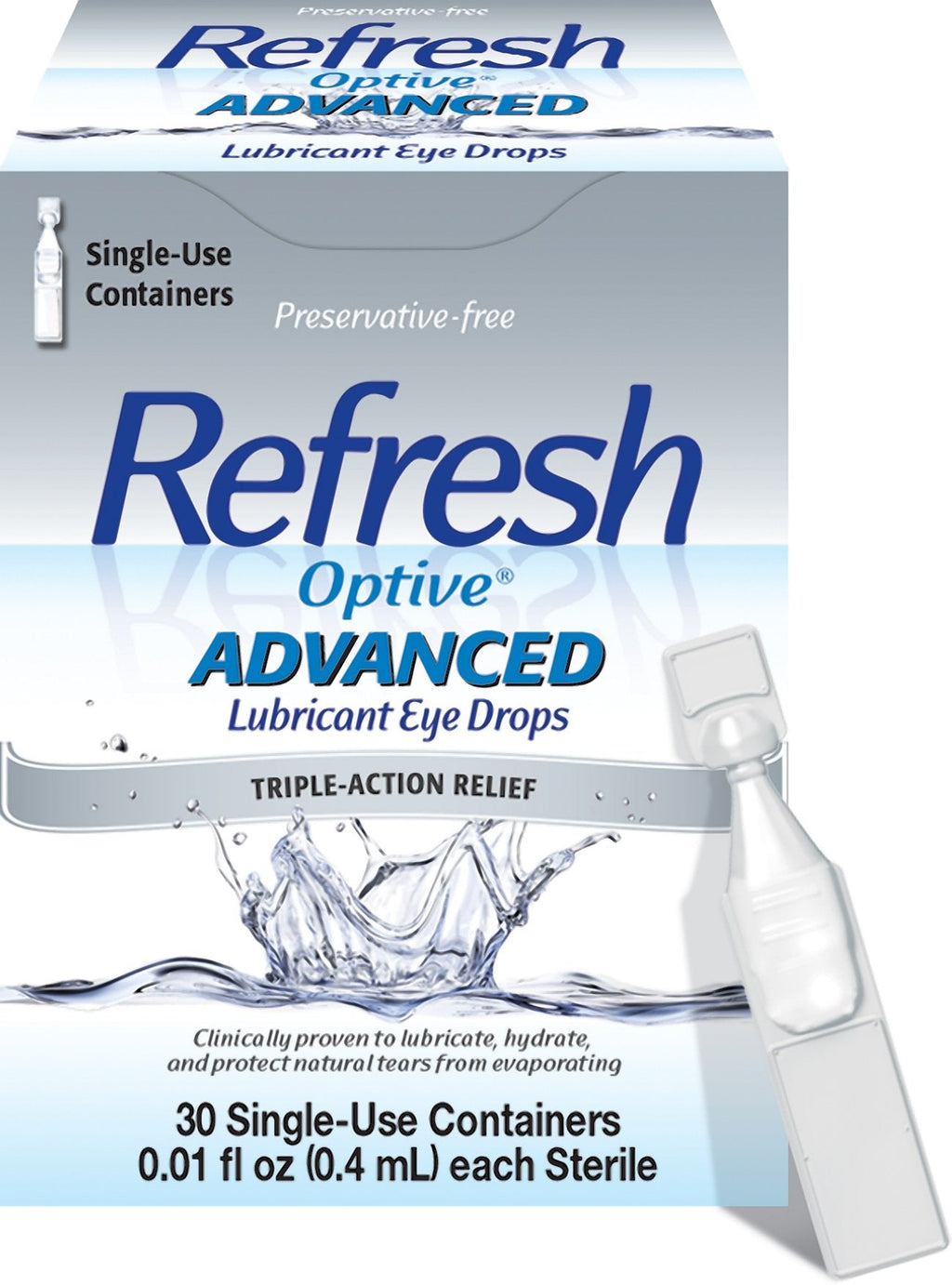 Refresh Optive Advanced Preservative-Free Lubricant Eye Drops – 30 Single-Use Vials