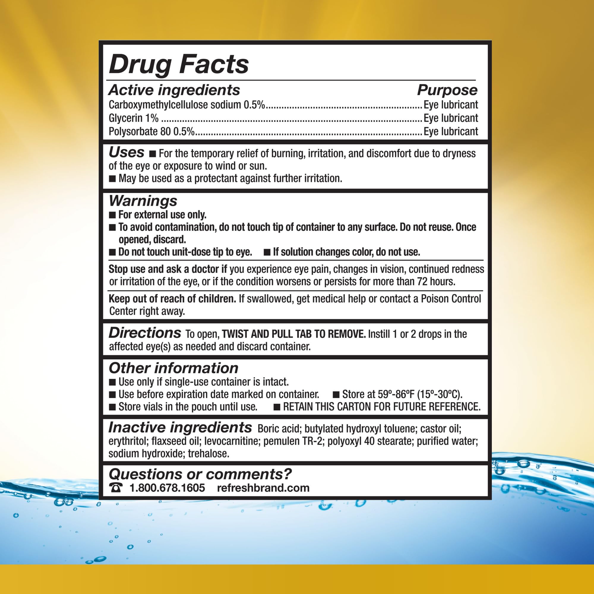 Refresh Optive Mega-3 Preservative-Free Eye Drops — 0.4 mL, 30 Single-Use Vials
