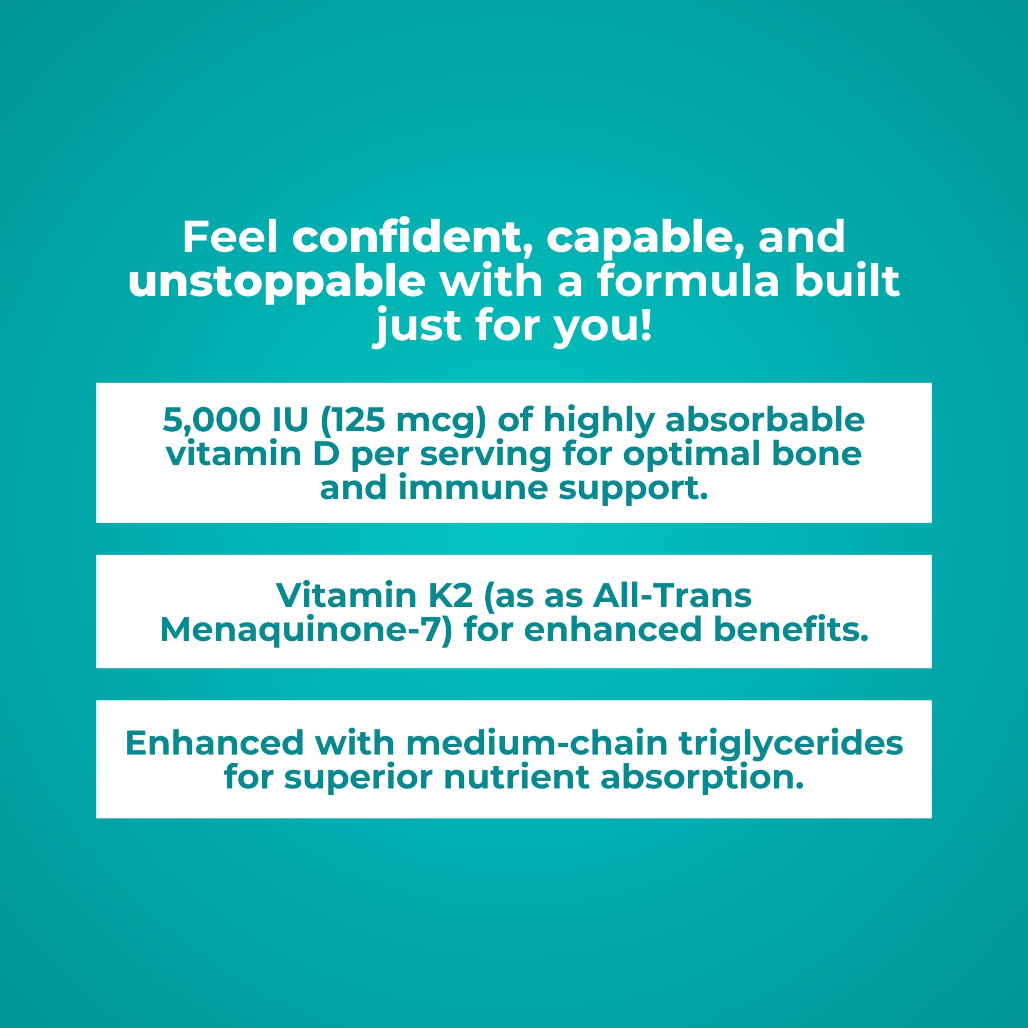 Reignite Wellness by JJ Virgin | Vitamin D Plus | Relevant Serving of 5000 IU, Highly Absorbable Vitamin D + Vitamin K1 & K2 | GG Supplement for Immune Health | Bone and Heart Supplement | 60 Softgels