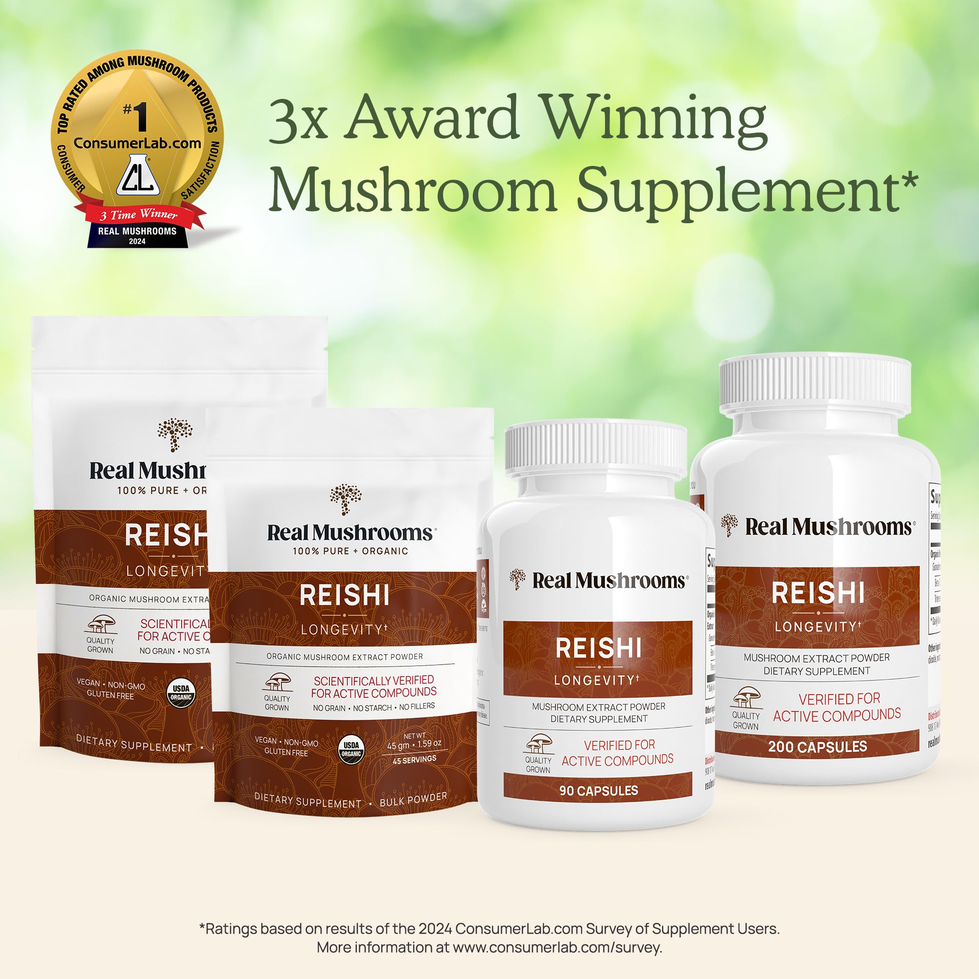 Real Mushrooms Reishi Powder – Organic Red Reishi Extract, 45 Servings, Beta-Glucans