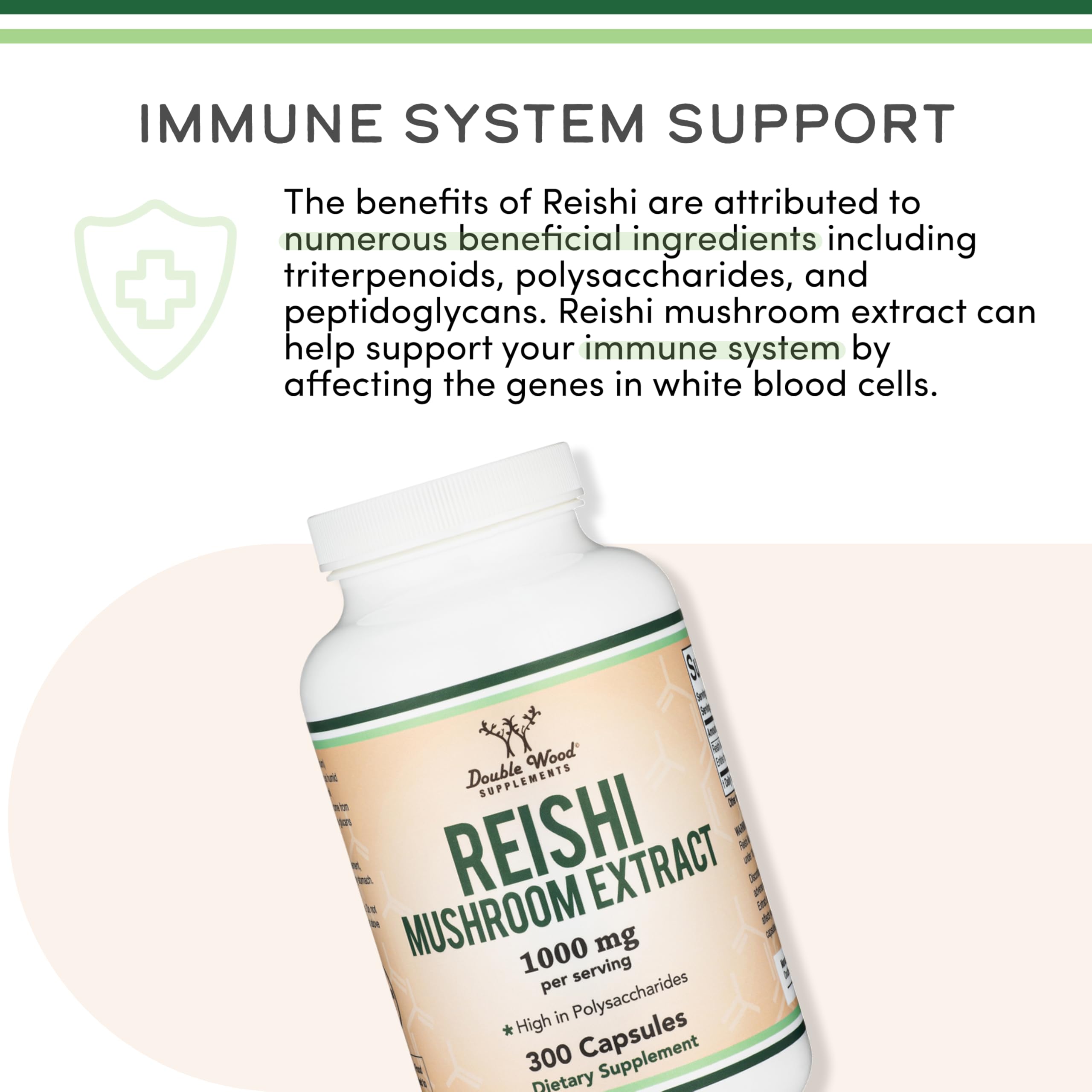Reishi Mushroom Capsules 4:1 Ganoderma Extract 1,000mg - 300 Count (5 Month Supply) | Double Wood