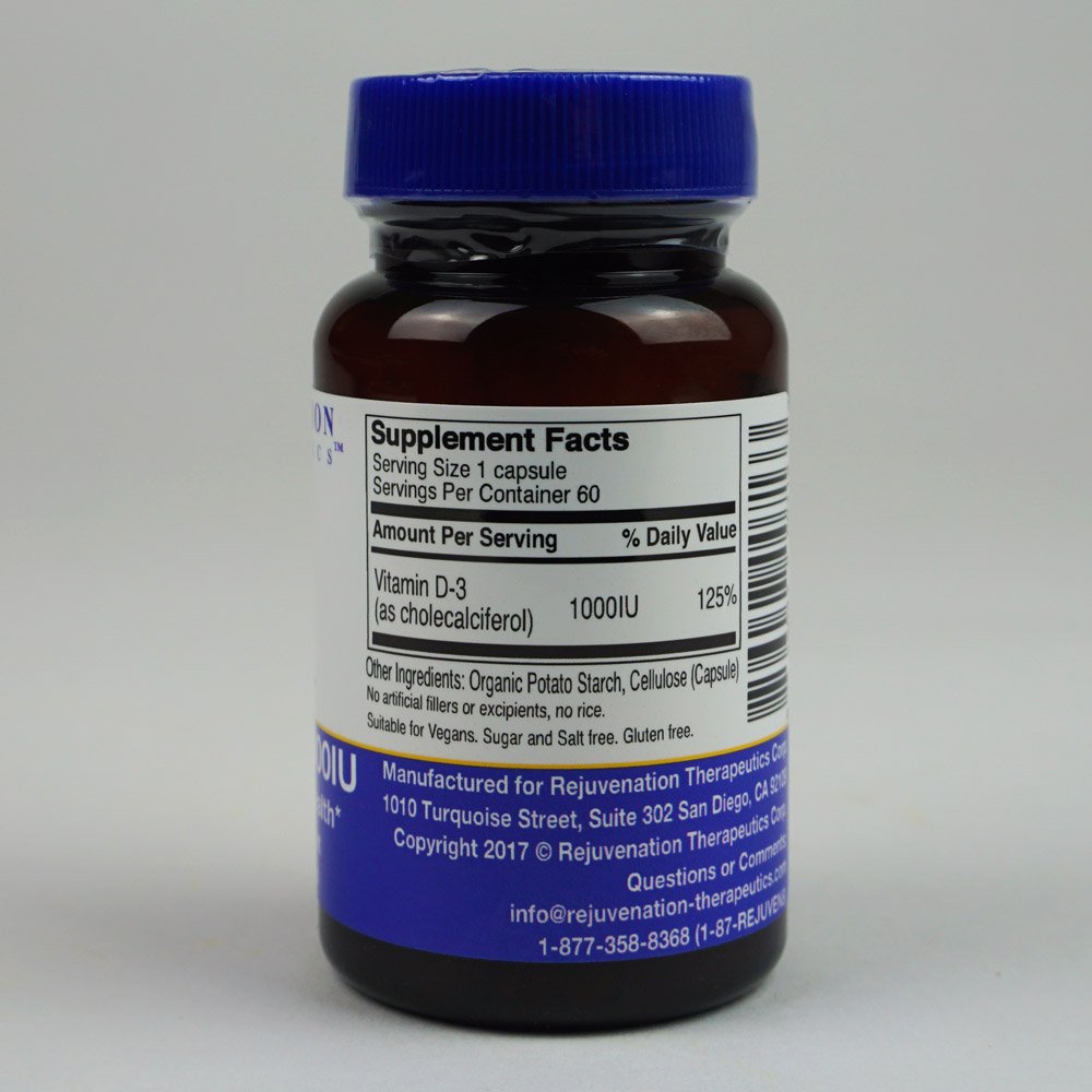 Rejuvenation Therapeutics Vitamin D3 - Bone Health Support | 60 Vegan Capsules