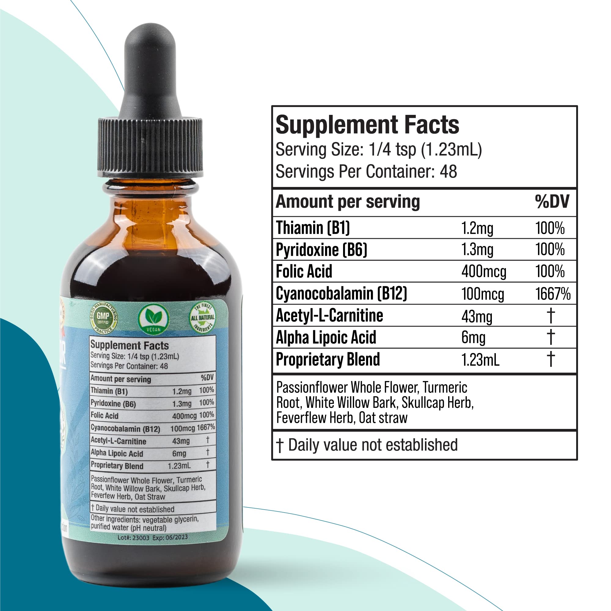 Rejuvica Health NerveFactor – Advanced Nerve Support Liquid with B Vitamins & Herbal Extracts