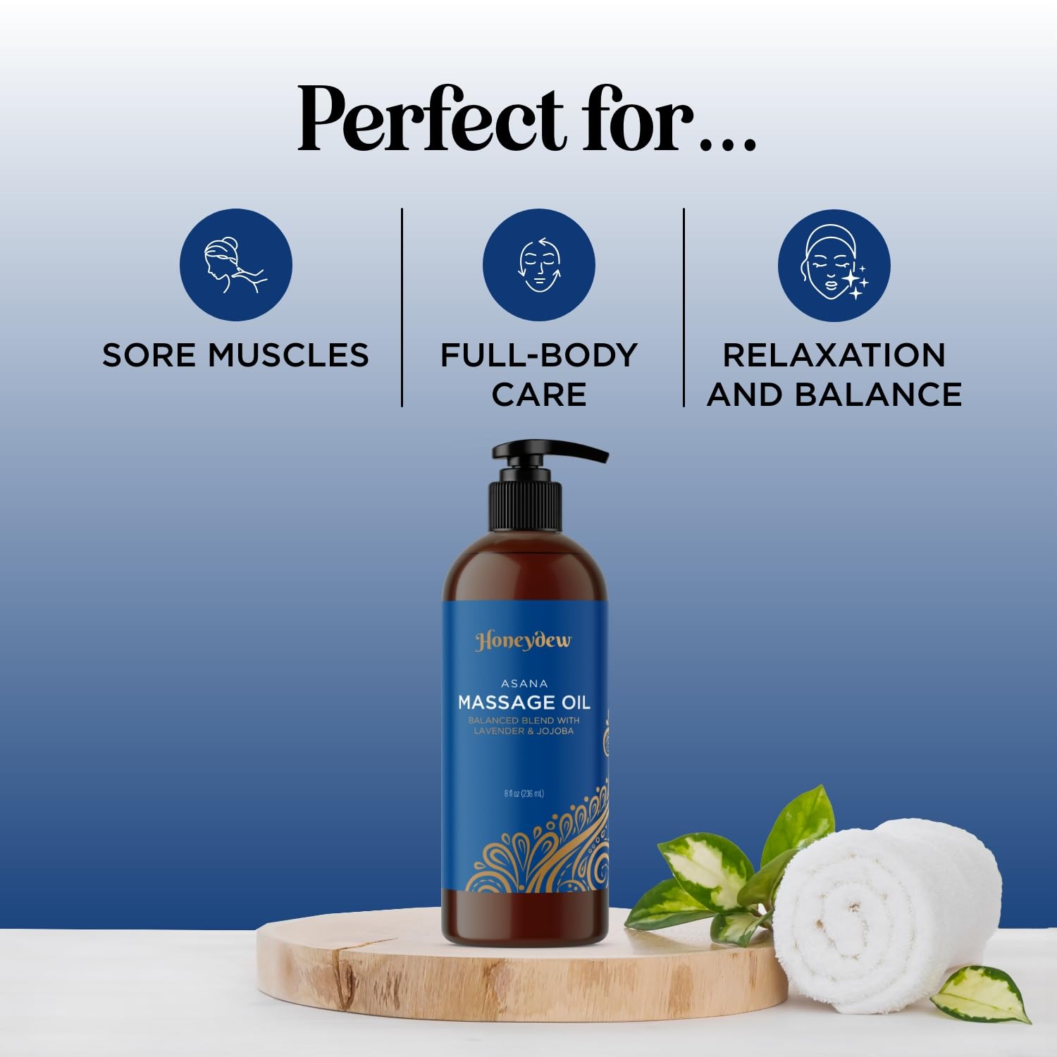 Relaxing Sore Muscle Massage Oil – Rosemary & Lavender, Sweet Almond | Vegan & Non-GMO