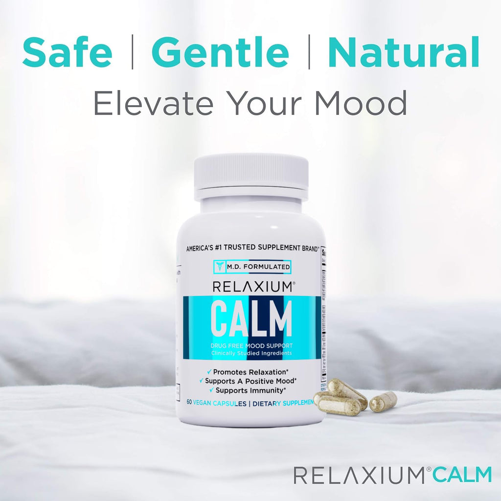 Relaxium Calm – Non-Habit Stress & Mood Support (Ashwagandha, 5-HTP, GABA) – Made in USA (60 Capsules)