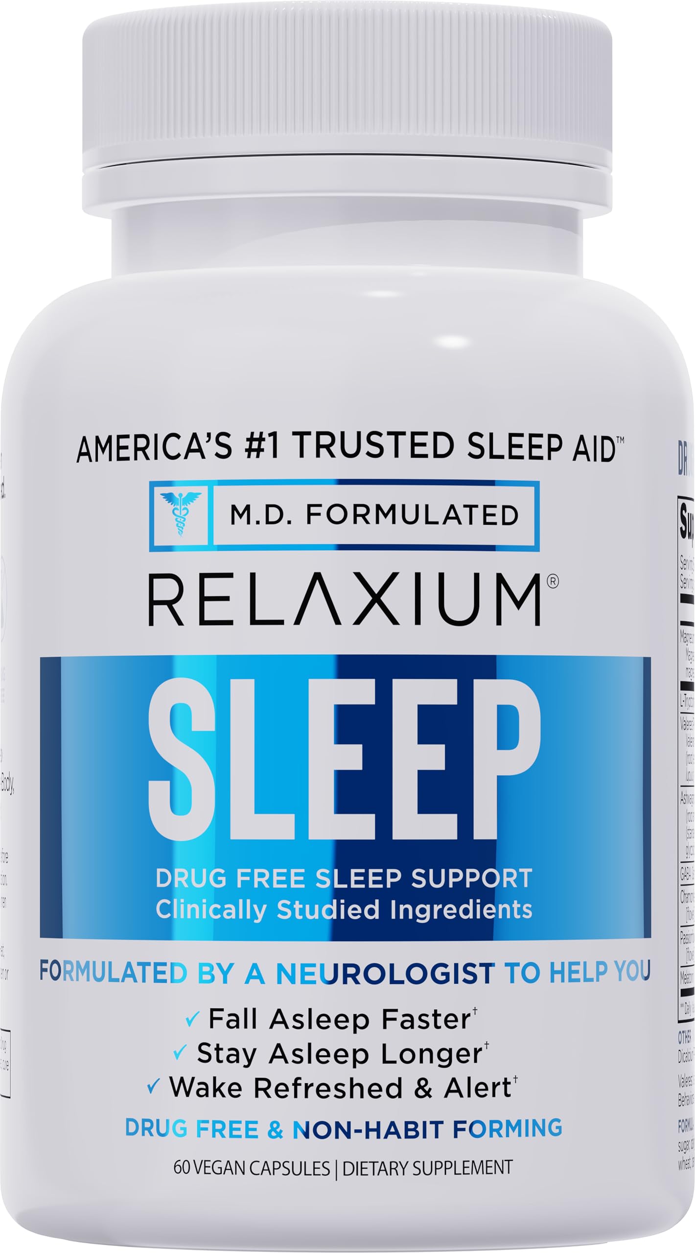 Relaxium Sleep Aid – Non-Habit Sleep Support for Adults | 60 Capsules