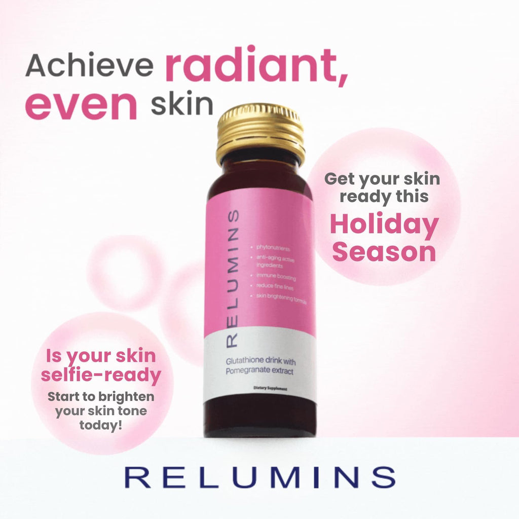 Relumins Glutathione Shots – Pomegranate Flavor, 20x50ml | Hydration, Collagen & Antioxidant Boost | Made in USA