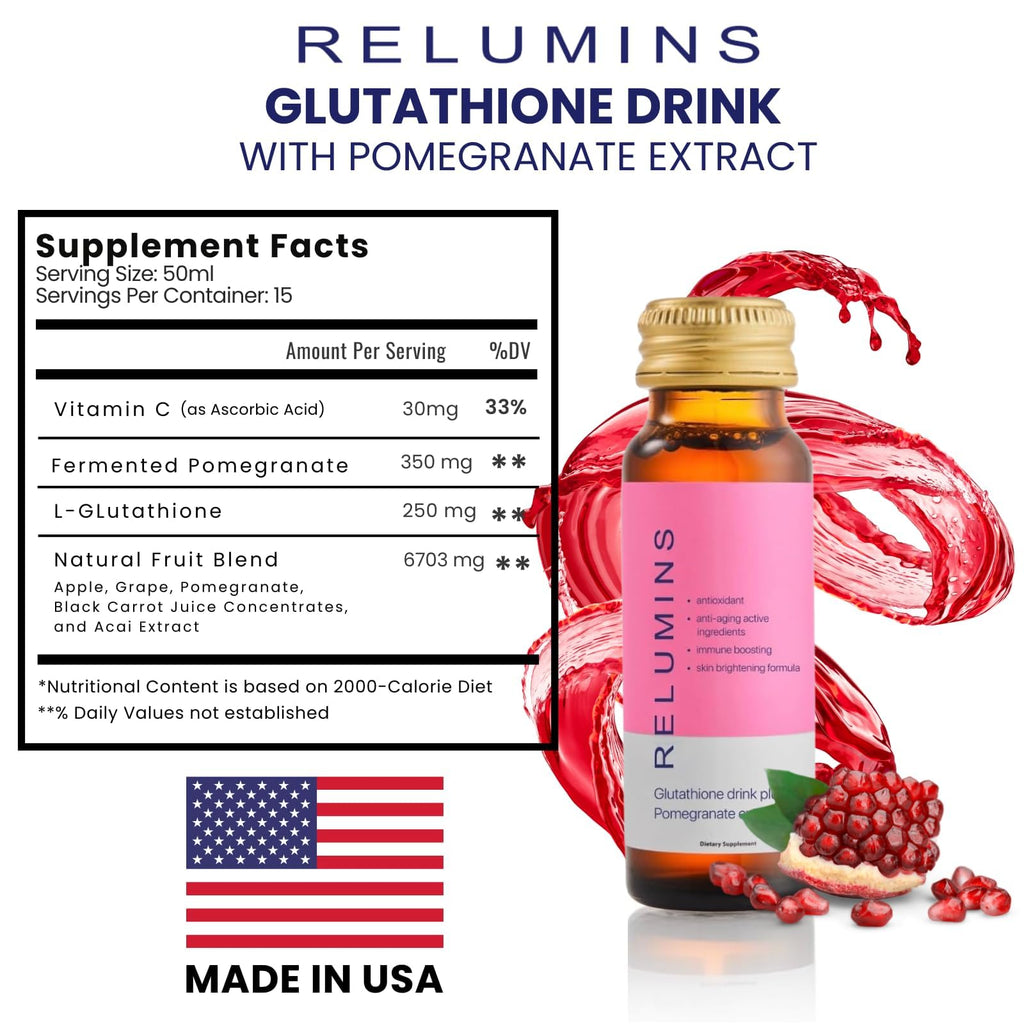 Relumins Glutathione Hydration Shots – Holiday Glow, Deep Hydration & Antioxidant Support | 10 x 50ml | Made in USA