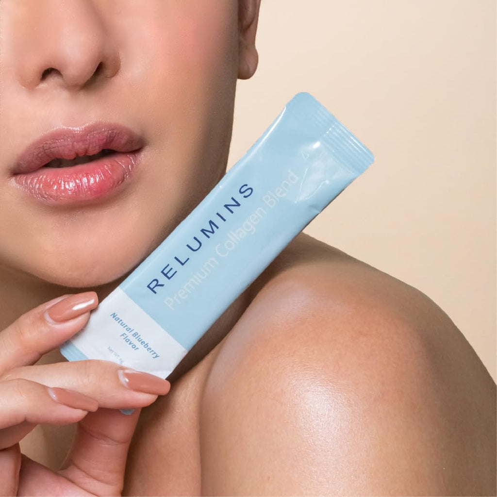 Relumins Marine Collagen Drink Mix 5000mg (Types I, II & III) – Blueberry Flavor | 20 Sachets + 2 Free