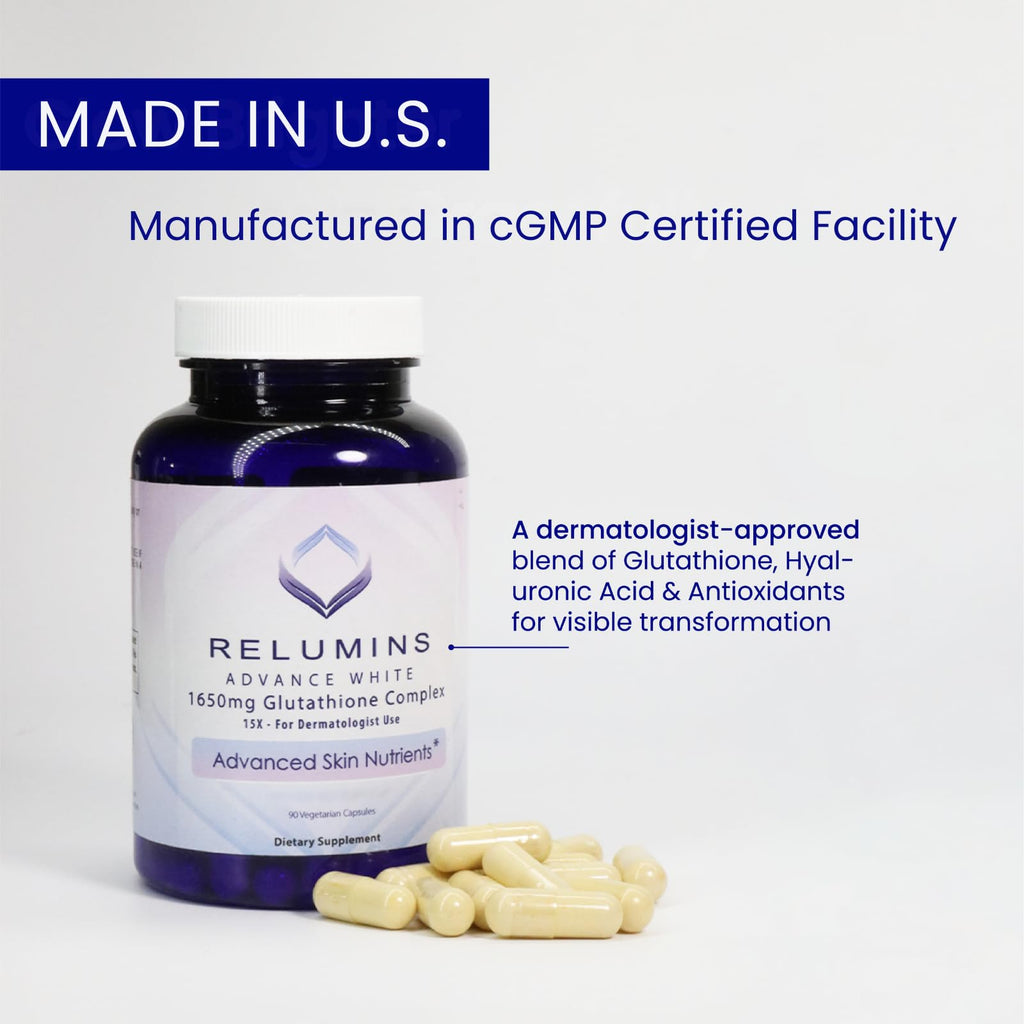 Relumins 1650mg Glutathione Complex with Hyaluronic – Spring Glow Essentials – Made in USA