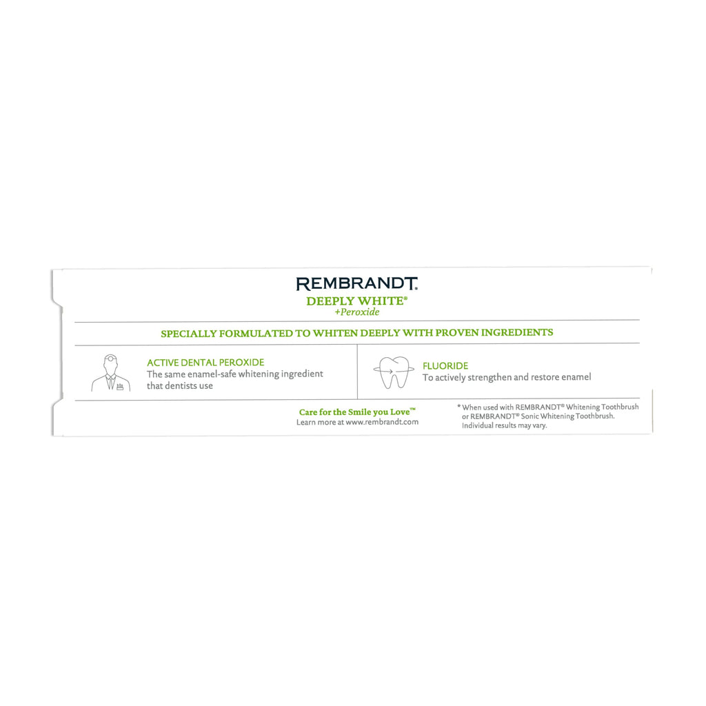 Rembrandt Deeply White + Peroxide Toothpaste – Fresh Mint, 2.6 oz x 2 Pack