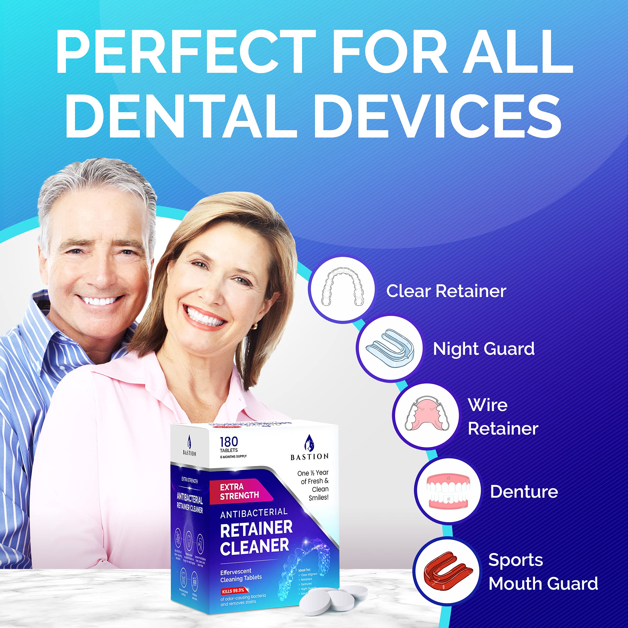 Retainer & Denture Cleaner | 180 Tablets for Aligners & Night Guards